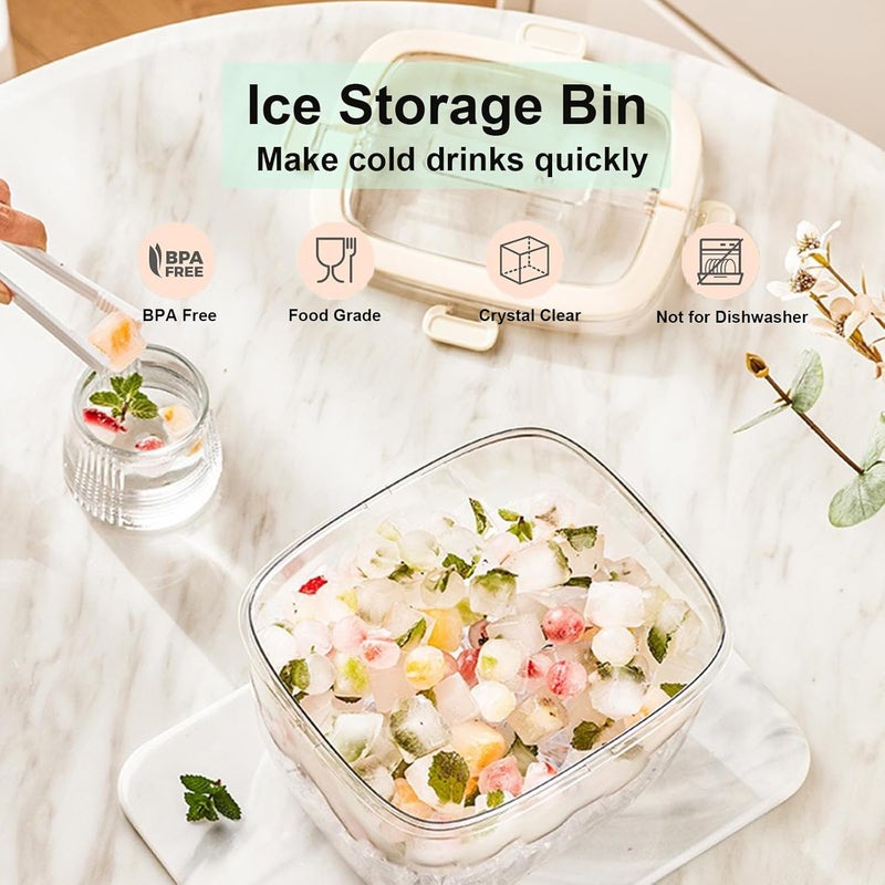 SIUPER 4QTS Ice Cube Storage Bin with Sealed Lid for Freezer Clear Ice Bucket w/ Tong for Bar Hotel Refrigerator Containers for Home Beverage Cooler for Whiskey Wine Beers Party Outdoor 8.5*6.6*7.4in - Image 4